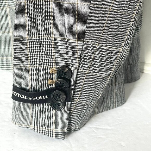 Scotch Soda Check Single-Breasted Blazer Mens XL Gray Seersucker Lightweight - Picture 10 of 12